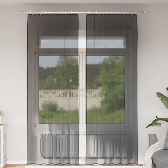 vidaXL Σετ Κουρτίνες με Τρέσα Μαύρες 140x260εκ.