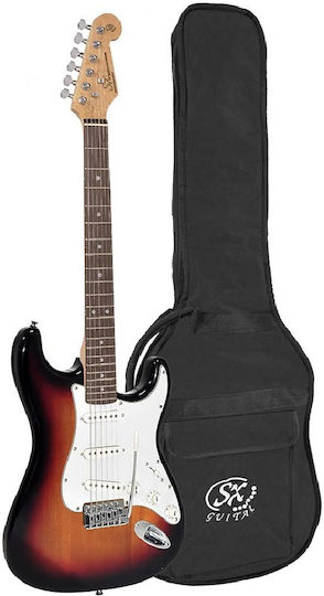 SX Guitars Elektrische Gitarre Stratocaster Braun mit Tasche