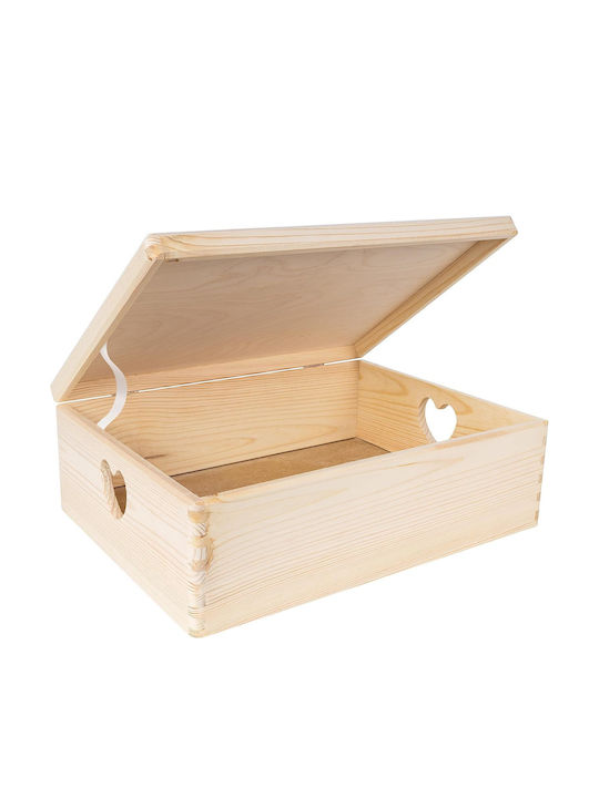 Creative Lemn Cutie de Depozitare cu Capac Bej 40x30x13cm 1buc
