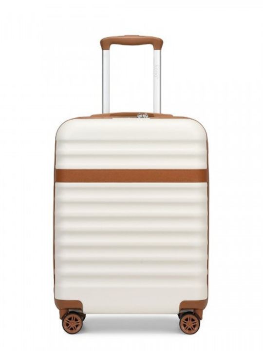 Miss Lulu Reisekoffer Kabine Hart Cream Und Braun Mit 4 Räder Höhe 55cm