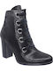 Leder Stiefeletten Damen Schwarz