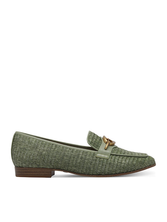 Δερμάτινα Γυναικεία Loafers σε Πράσινο Χρώμα