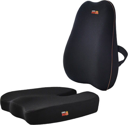 Set 2 Linomag Orthopedic Pillows Full Lumbar Pillow Coccyx Support Seat Pillow Made Memory Foam Black