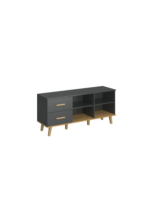 Bufet Pluton cu Sertare Anthracite-Gold Oak 134.1x40x60.6cm