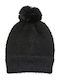Pom Pom Beanie Beanie Knitted in Black color
