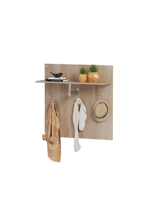 HomeMarkt Agățător De Perete Din Lemn Cu 3 Compartimente Maro 80x25x80cm