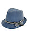 Designer's Cat Kids' Hat Fedora Straw Blue