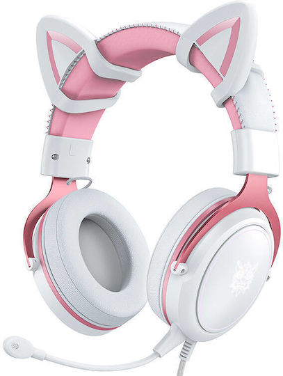 Onikuma X10 Cat Ears Over Ear Gaming Headset με σύνδεση 3.5mm / USB Λευκό