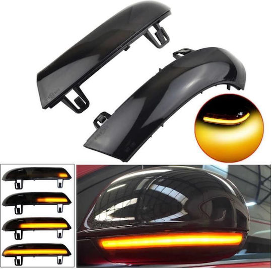 Carsun 242453 Φλας Καθρέπτη Vw Golf V 5 03-08 Jetta Passat B6 3c Sharan Superb Dynamic Led Μαύρα 2 Τεμάχια