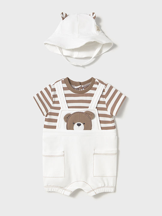 Mayoral Set Body pentru Bebeluși Mâneca scurta cu Accesoriu Beige 2buc