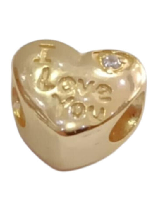 Kalliopi Silver Charm Καρδιά από Επιχρυσωμένο Ασήμι με Ζιργκόν
