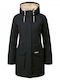 Women's Long Lifestyle Jacket Waterproof for Winter with Hood Black