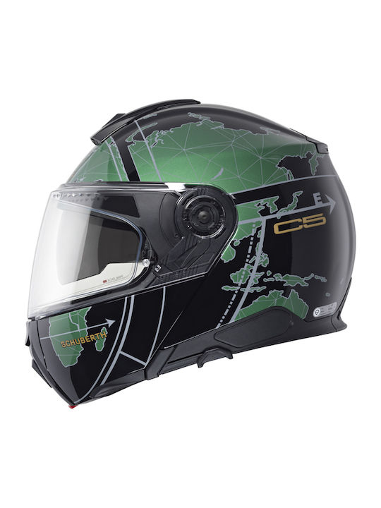 Schuberth C5 Green Globe Motorcycle Helmet Flip...
