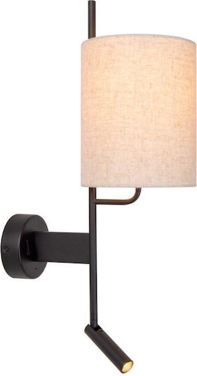 Lucide Lightning Magic Lamp Wall with Socket E27 with USB Port Black