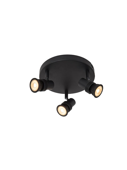 Lucide Lightning Kianti Τριπλό Σποτ με Ντουί GU10 σε Μαύρο Χρώμα