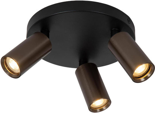 Lucide Lightning Ritmo Triple Spot with Socket GU10 in Brown Color