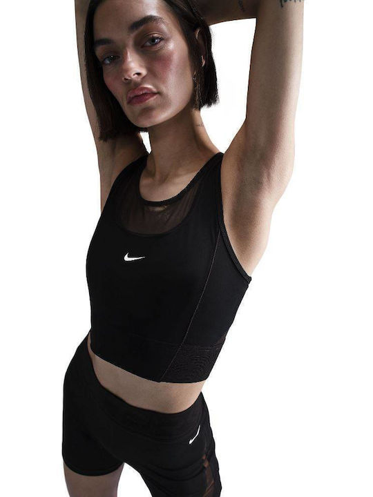 Pro Women's Athletic Crop Top Sleeveless Dri-Fit Black / White