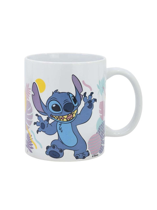 Disney Stitch Ceramic Mug From Hawaiian Flower Collection 325 Ml