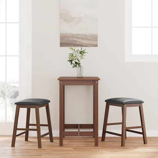 Stool Bar with Backrest Wooden Coffee 2pcs 52x41x63cm
