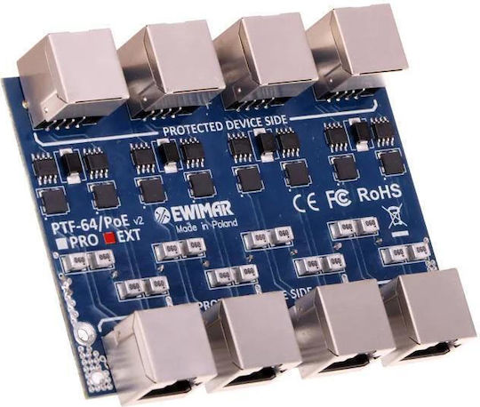 4-channel Lan Surge Protector Module Gigabit Ethernet Ewimar Ptf-64-ext/poe