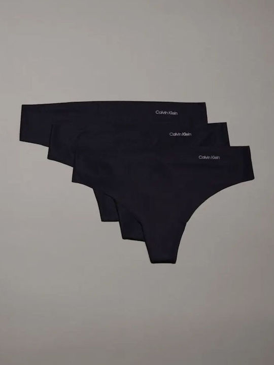 Calvin Klein Women's String 3Pack Seamless Black