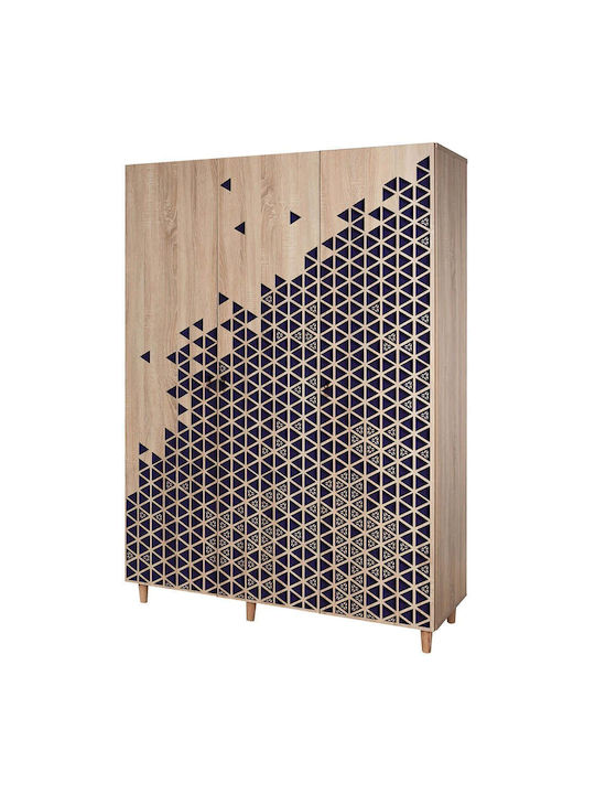 Triple Door Wardrobe Mode Oak-blue 135x52x192cm