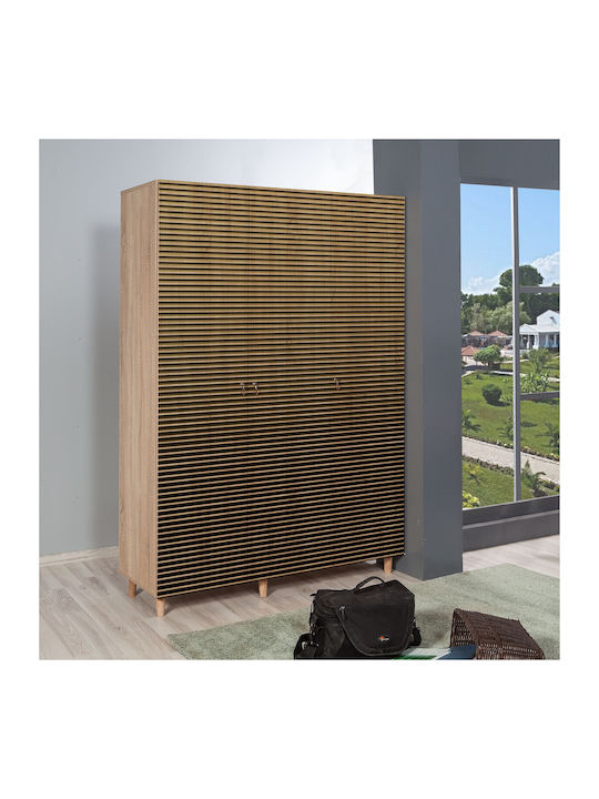 Triple Door Wardrobe Mode Oak-black 135x52x192cm