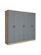 Six Door Wardrobe Yaman Grey 180x45x190cm