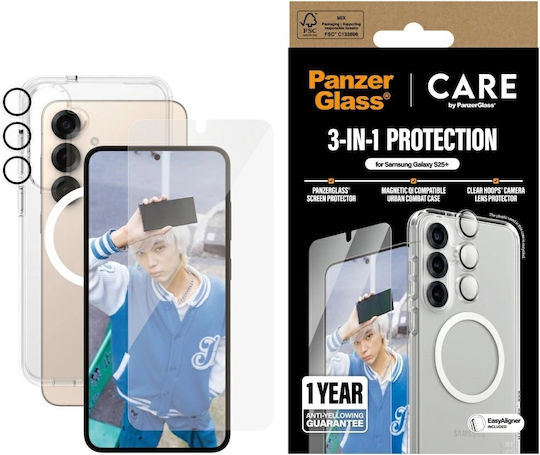 CARE by PanzerGlass Flagship 3in1 Back Cover Tempered Glass Set with Glass Transparent (Galaxy S25+)