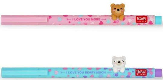 Legami Milano Lovely Friends Pen Gel 0.5mm Multicolour with Blue Ink 2pcs Beary in love