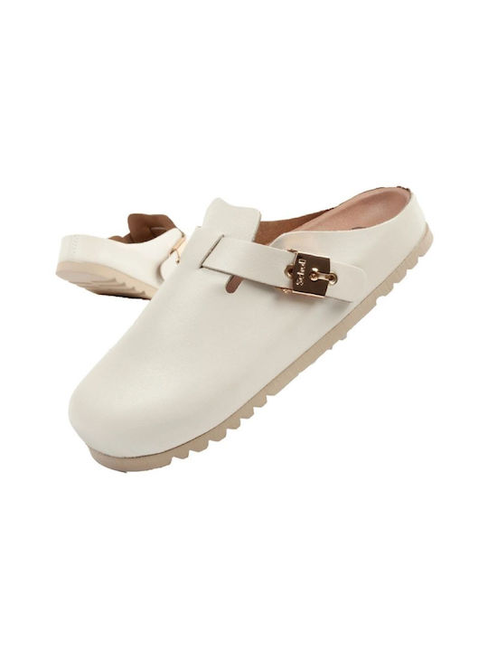 Scholl Damen Leder Clogs Beige