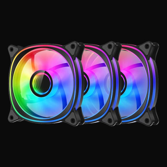LC-Power Lc-cf-120-argb-kit-b Case Fan 120mm with ARGB Lighting and Connection 6-Pin 3pcs