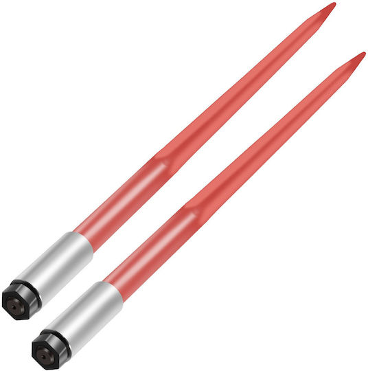Vevor Pair Hay Spear 43 Inches Bale Spear 3000 Lbs Bale Spike Quick Attach Square Hay Bale Spears 1 3/4 Inches Red Coated Bale Forks Bale Hay Spike Hex Nut and Sleeve Buckets Tractors Loaders