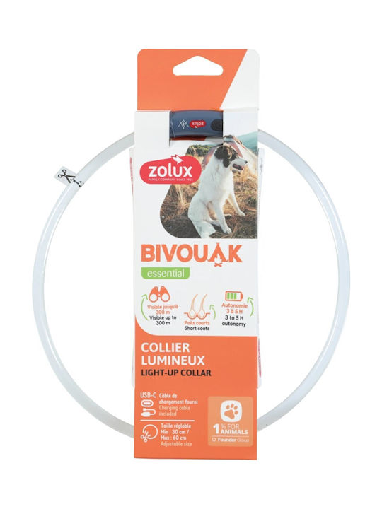 Zolux Bivouak Led Silicone Transparent Red Dog Collar 30-60 Cm