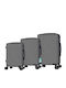 Provitera Travel Suitcases Hard Gray with 4 Wheels Set of 3pcs