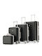 Provitera Travel Suitcases Hard Black with 4 Wheels Set of 4pcs