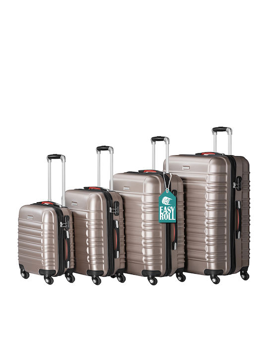Provitera Reisekoffer Hartschalen Champagne mit 4 Räder Set 4Stück
