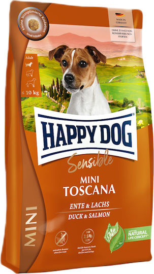Happy Dog Sensible 10kg Dry Food Gluten-Free for Adult Neutered Small Breed Dogs with Duck, Salmon and Meat