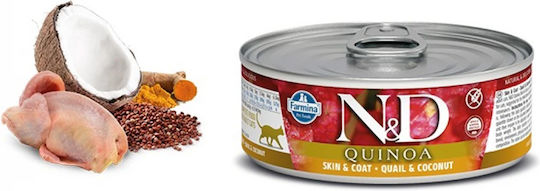 Farmina Quinoa Wet Food for Cats in Cans with Quail Grain-Free 12x80gr
