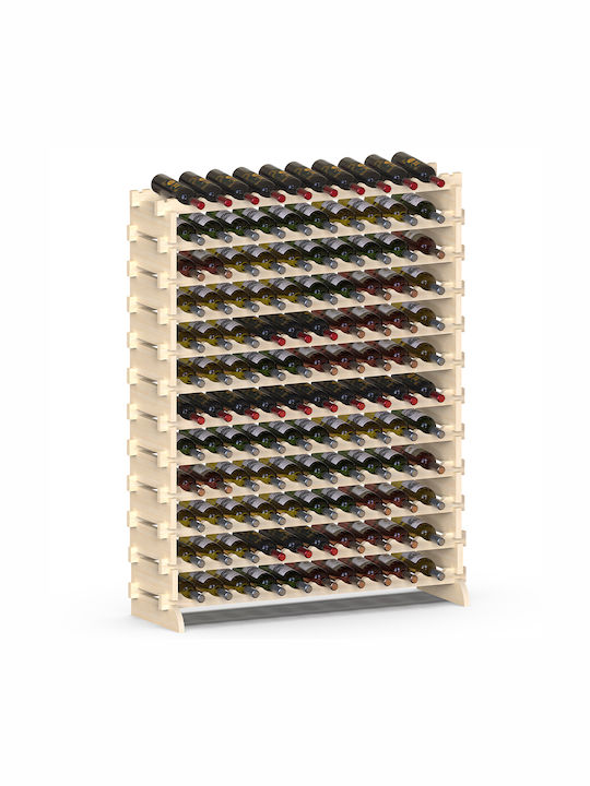 Bakaji Cu picioare Cămară de Băuturi pentru 120 Sticle Bej 110x35x140εκ.