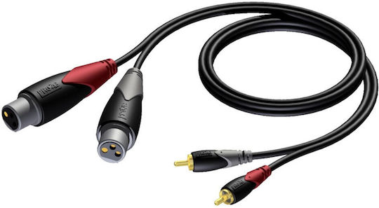 Procab Procab Cable 2 x XLR Female - 2 x RCA Male Black 1.5m