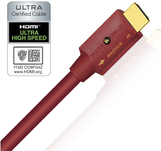 Wireworld Radius 48 HDMI 2.1 Ultra High Speed 48Gbps 4K 120Hz HDR VRR Cable HDMI male - HDMI male 2m Κόκκινο