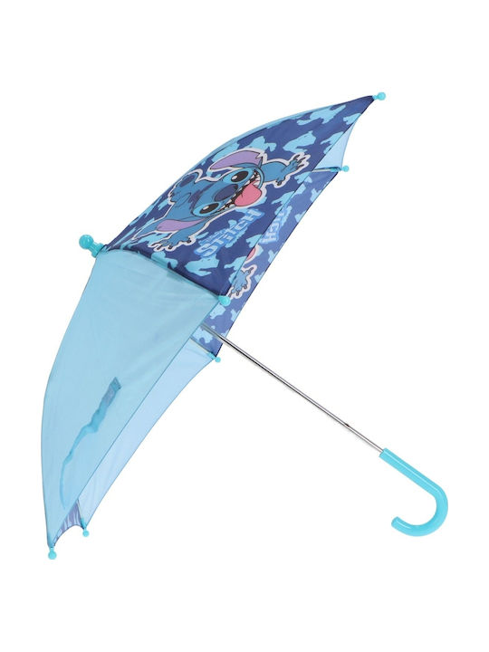 Disney Kids Curved Handle Umbrella Lilo & Stitch with Diameter 38cm Blue