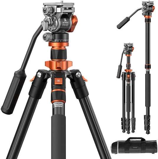 K&F Concept K234A7+FH-03 Aluminum Video Tripod with Fluid Head (KF09.136)
