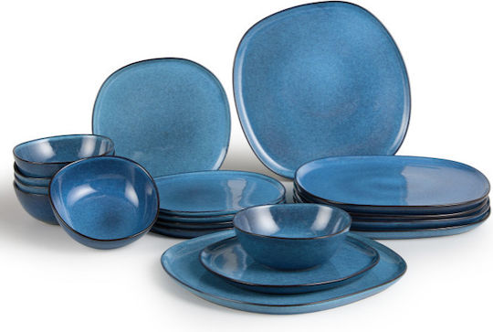 Lifa-Living Geschirrset Keramik Blau 18Stück