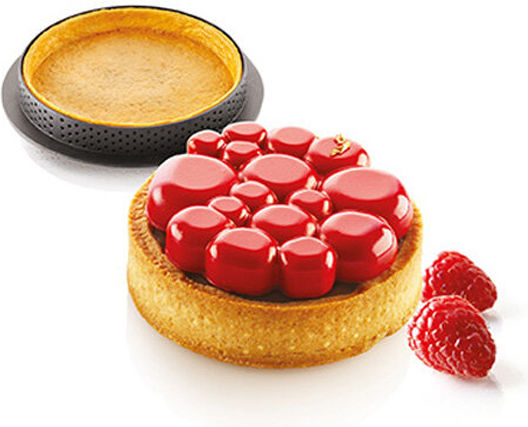 Kit Tarte Ring Paradis O80 Mm Set Silicone Mould O70 Mm + 6 Rings Πλαστικο Σιλικονη Silikomart Μαυρο