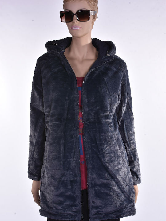 Women's Long Lifestyle Jacket Double Sided for Winter Blue