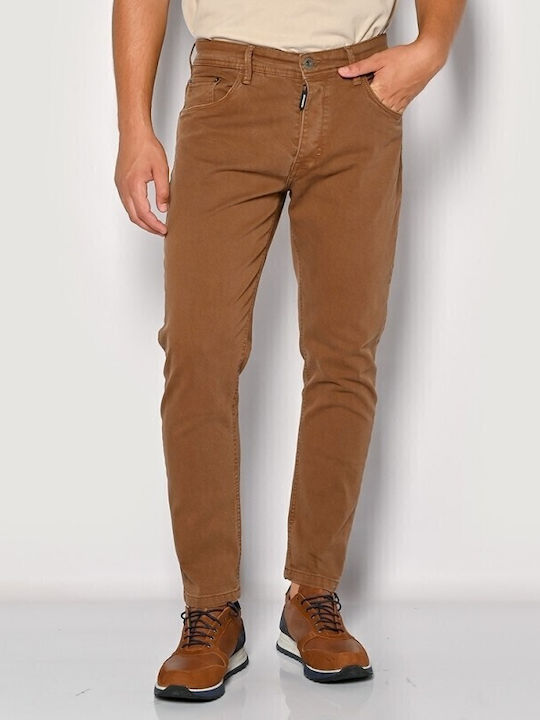 Trousers Elastic in Slim Fit tobacco