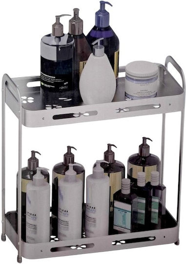 Επιτοίχια Ραφιέρα Μπάνιου Μεταλλική 33x15.5x36cm Ασημί