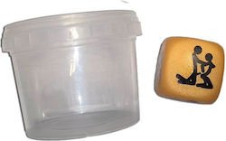 Weiße Positionswürfel in einem Plastikglas für Paare